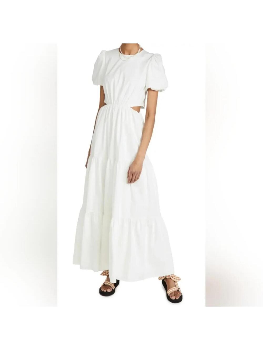 WAYF Plaza Cut Out Tiered Maxi Dress IVORY Small $148